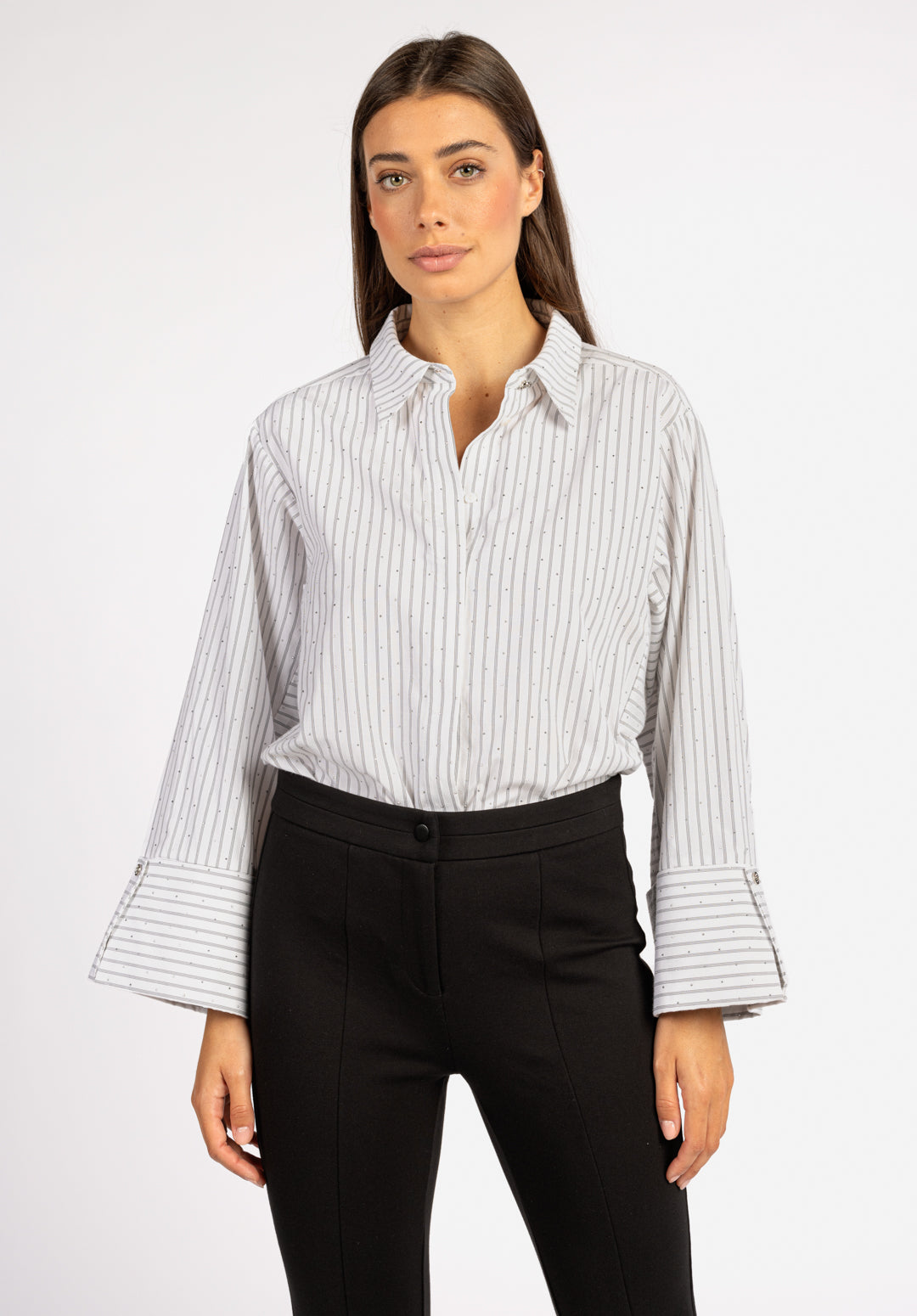 Elda Stripe Strass Blouse White